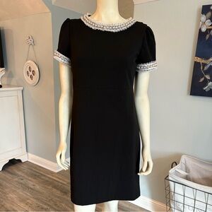 Retro Betsy Johnson black dress with lace and pearls sz 6